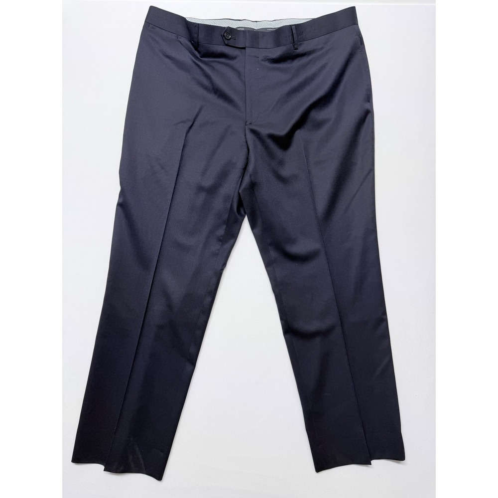 Tommy Hilfiger Mens Navy Blue 100% Wool Flat Front Straight Dress Pants 40x29